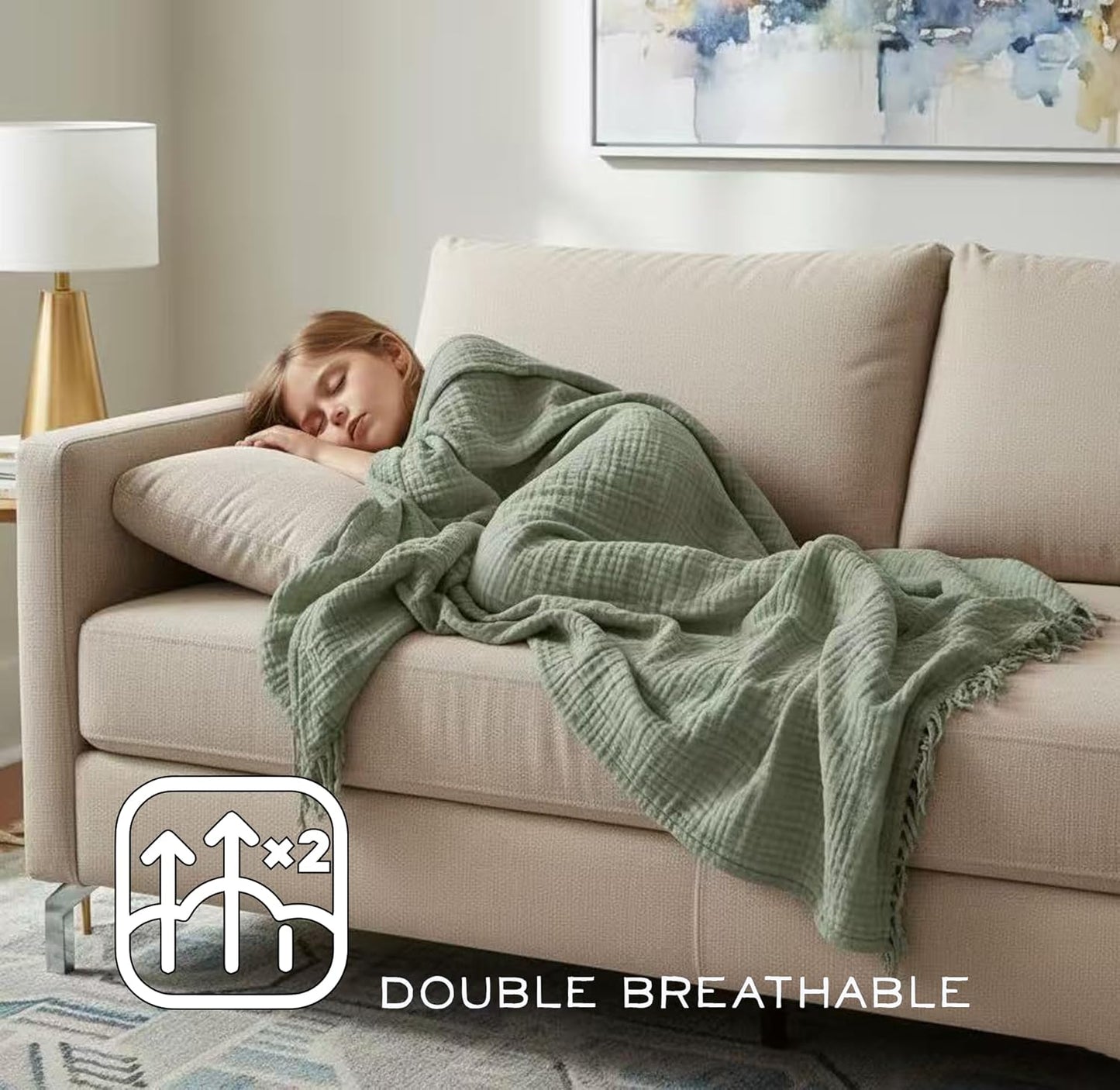 KyraHome Organic Cotton Throw Blanket