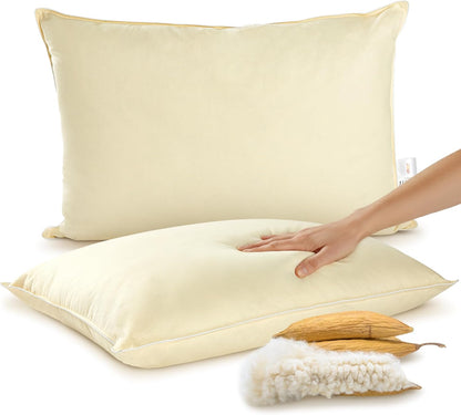 Cheer Collection Organic Kapok Bed Pillows – Set of 2