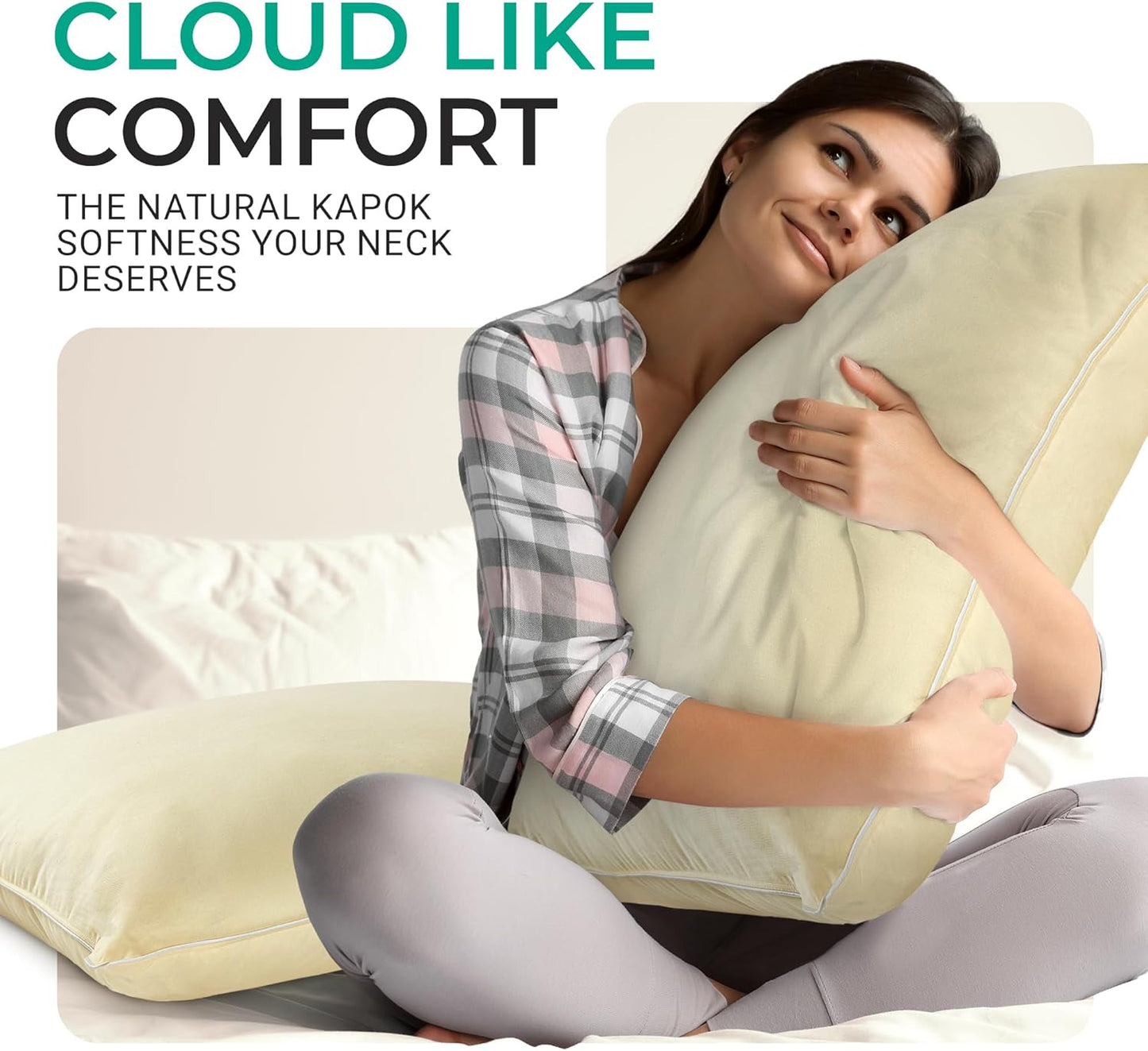 Cheer Collection Organic Kapok Bed Pillows – Set of 2
