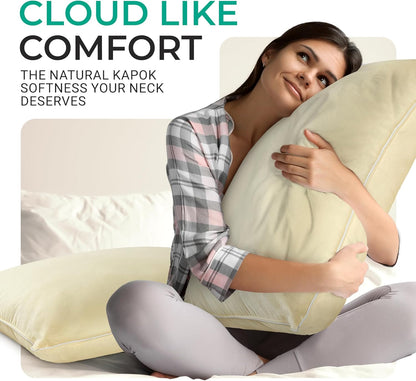 Cheer Collection Organic Kapok Bed Pillows – Set of 2